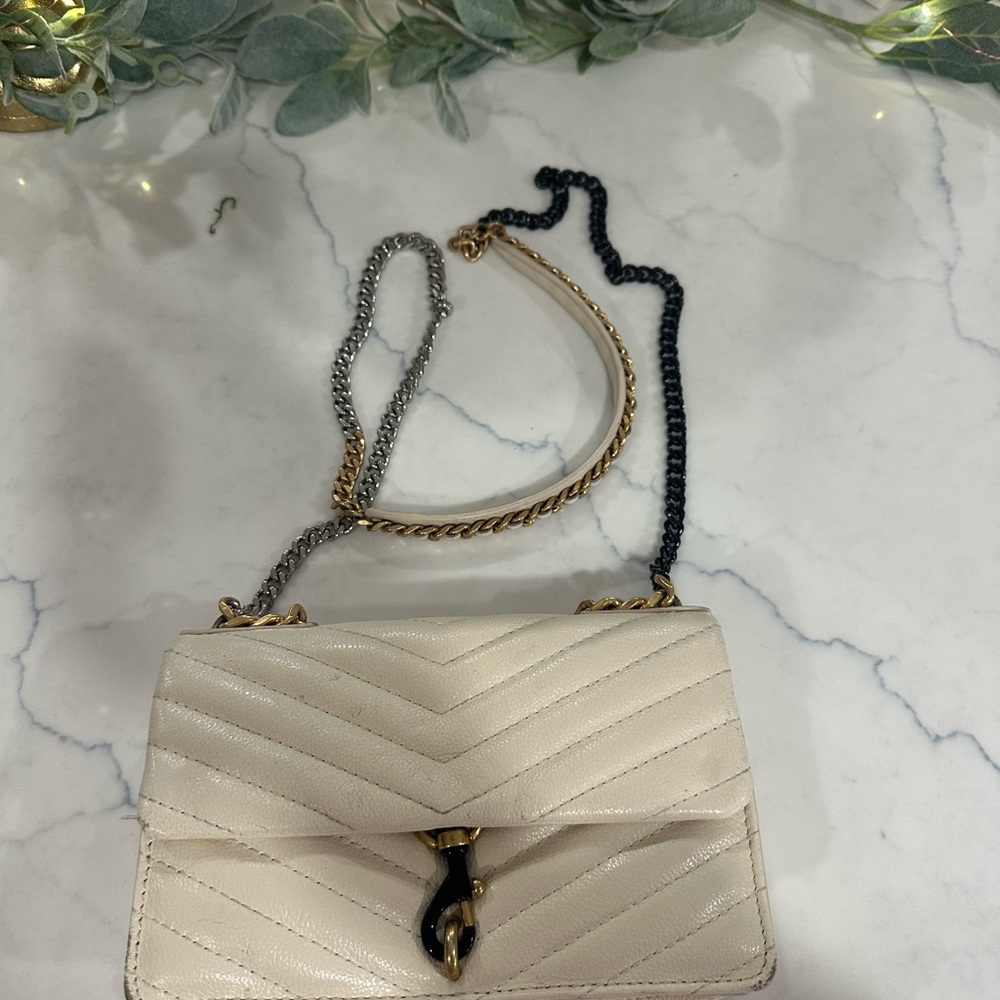 Rebecca Minkoff Edie Mini Crossbody on a Chain Cream